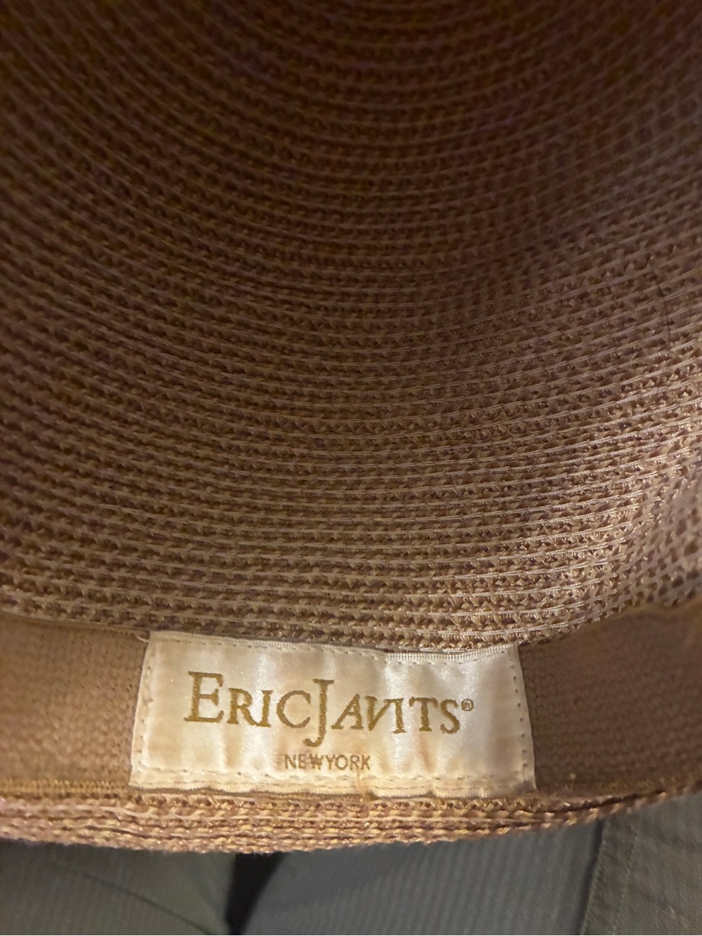 Eric Javits Wide Brim Straw Sun Hat in Tan - Picture 3 of 5
